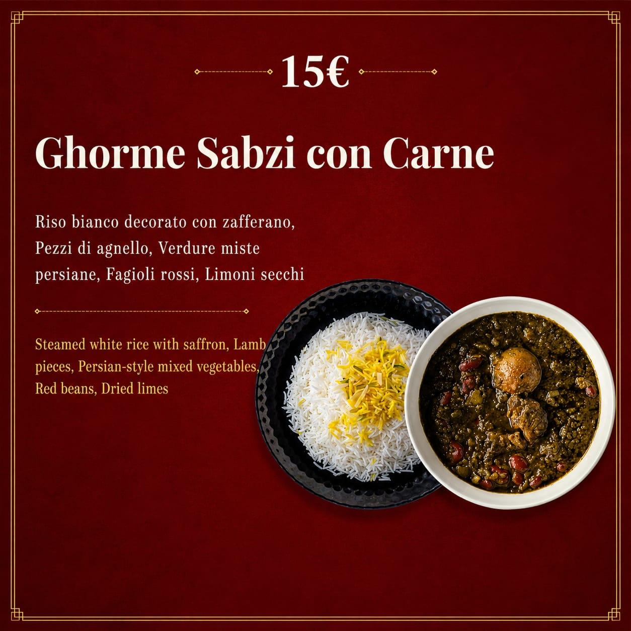 Ghorme Sabzi con Carne
